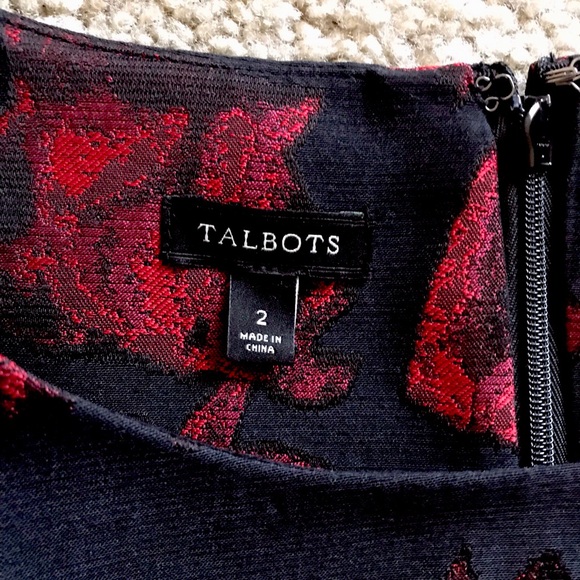 Talbots Women’s Black Red Roses Sleeveless Semi-Formal Cocktail Dress 2 (S/M) - Picture 8 of 15